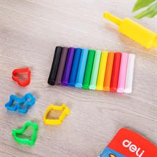 Deli ED75041 Play Dough with Roller 12 Colours