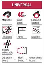 Deli E7893 Universal 2-Sided Magnetic Flip Chart 2×3 Feet with Stand Whiteboard and Chalkboard