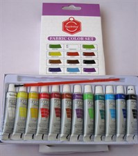 Keep Smiling 7112F Fabric Paints 12 Colour Set with Brush