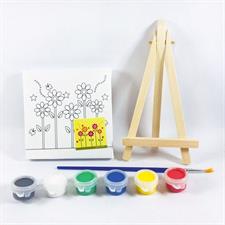 Keep Smiling 1010DIY Kids 4x4 Inches Canvas Painting Set With Easel
