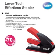KW-triO 05012 Lever-Tech Effortless 60 Pages Heavy Duty Stapler