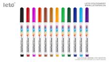 Leto WB-8813-12 Erasable White Board 12 Colour Marker Round Tip