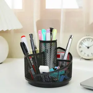 Maxim MX-2012 Mesh Steel 360° Rotatable Multi-Function Pen Holder