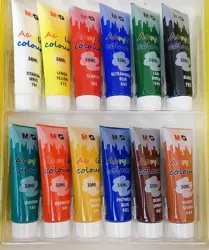 M&G APL976M0 Acrylic Paint Set 12 Colours 30ml Tubes