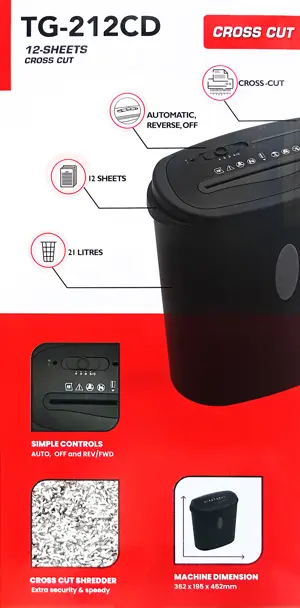 Target TG-212CD 12-Pages Cross-Cut Paper/Card/CD P-4 Shredder