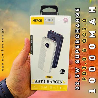 Aspor A320 10000mAh 22.5W Fast Charging Power Bank 