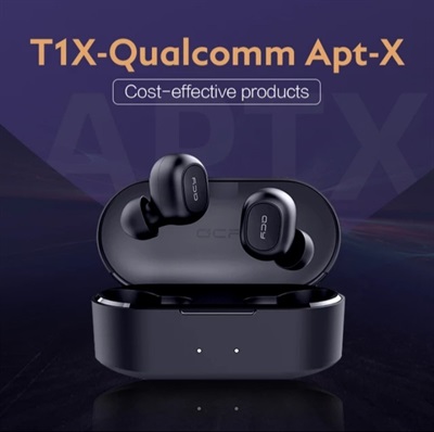 QCY T1X TWS Wireless APTX HD Bluetooth 5.0 Headphones 3D Stereo Sports Wireless Earphones with Dual Microphone