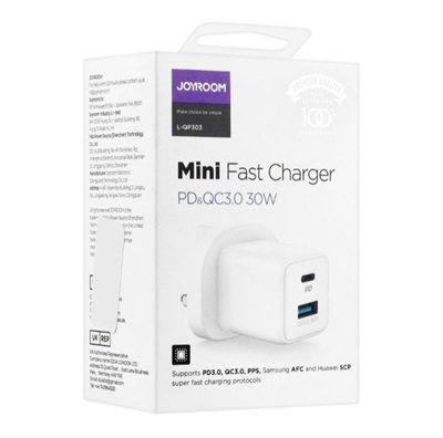 JOYROOM L-QP303 30W Dual Port Mini Fast charger PD & QC3.0 Adapter 
