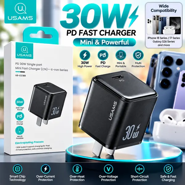 USAMS X-ron Series 30W PD Mini Fast Charger (US-CC188)   