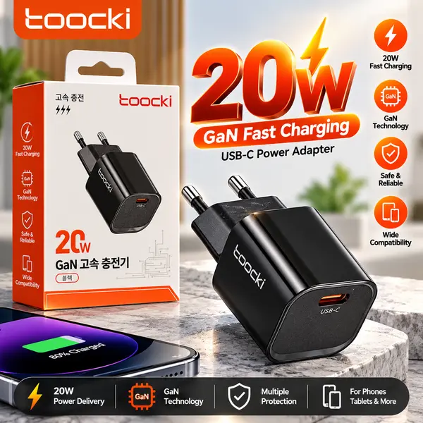 Toocki TCT1C-JDC01 20W GaN USB-C Fast Charging Power Adapter 