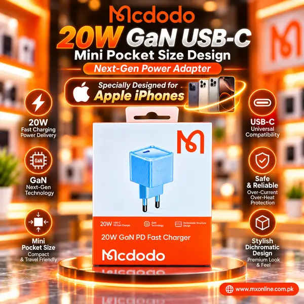 Mcdodo CH-377 20W GaN USB-C PD Fast Charger – Compact Mini Power Adapter for iPhone & Android 