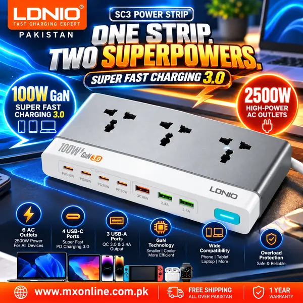 LDNIO Q17 100W GaN Super Fast Charging 3.0 Desktop Power Station 
