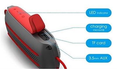 F&D W12 Portable Bluetooth Speaker Water-Proof w/ 5+ Hour Playtime (BLACK & RED)