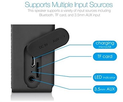 F&D W5 Portable Bluetooth Speaker with 5+ Hour Playtime (BLACK)