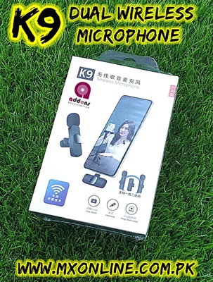 K9 Dual Wireless Lavalier Colar Microphone For (C-Type) & (iphone)