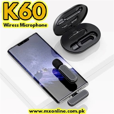 K60 Wireless Lavalier Microphone Noise Cancelling Audio Video Recording With Charging Case For iPhone/Android - Lightning