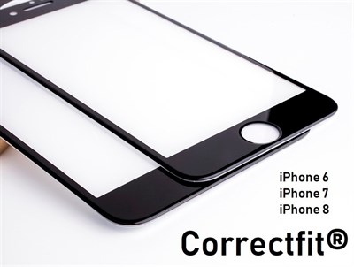 CorrectFit® 3D Full Cover Arc 0.26mm Tempered Glass Protector for iPhone 6 iPhone 7 & iPhone 8