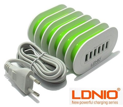 LDNIO A6702 7Amp Auto-ID 6-port USB Wall Travel Charger