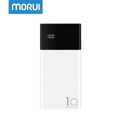 MORUI 10000mAh Lithium Polymer Power Bank with Digital Display (White and Black)