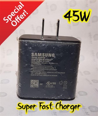 100% Original Samsung 45W Super Fast Charging 2.0 USB-C Charger ( Box Pulled Out Stock )