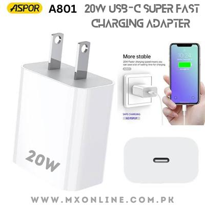 ASPOR A801 USB-C 20W Fast Charger – Efficient Charging for All Devices