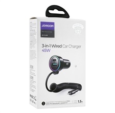 JOYROOM JR-CL08 45W 3-in-1 Wired Car Charger (Lightning)