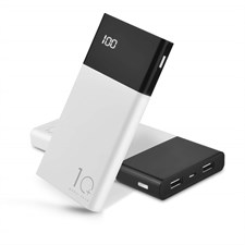 MORUI 10000mAh Lithium Polymer Power Bank with Digital Display (White and Black)