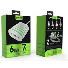 LDNIO A6702 7Amp Auto-ID 6-port USB Wall Travel Charger