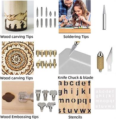 28 Pcs Wood Burning Tips Set and Stencils, Pyrography Wood Burning Alphabet Numbers Symbols Stamps Set