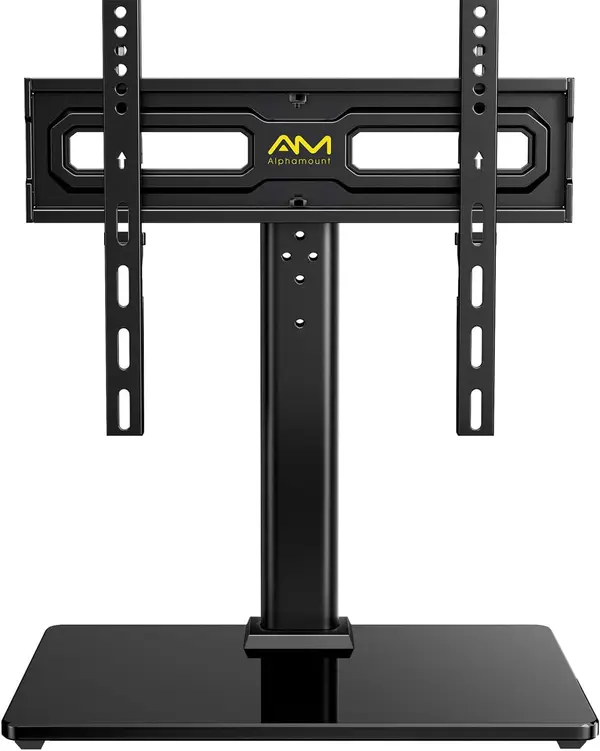 Alphamount Universal TV Stand for 24-60 Inch LCD LED OLED TVs Tempered Glass Base 