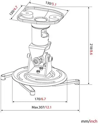 AMER Projector Mount - Ceiling Bracket LCD DLP Tilt 360° Swivel 30lbs (White)