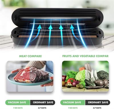 BIBURY Upgraded Automatic Food Sealer with Led Indicator Light, Compact Food Vacuum Sealing Machine for Food Storage and Preservation with 10pcs Vacuum Sealer Bags
