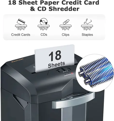 Bonsaii Heavy Duty Paper Shredder, 60-Minute 18 Sheets Cross Cut Office (C149-C)