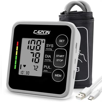 CAZON Blood Pressure Monitor Cuff Upper Arm Automatic BP Machine Digital Monitoring Meter 2x100 Memory Hypertension Detector