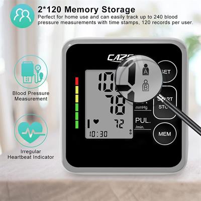 CAZON Blood Pressure Monitor Cuff Upper Arm Automatic BP Machine Digital Monitoring Meter 2x100 Memory Hypertension Detector