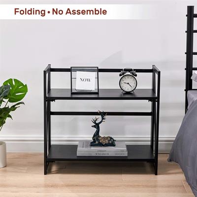 Coavas Folding Bookshelf Shoe Rack Storage Shelves 2 Tiers Stackable shelf Organizer 