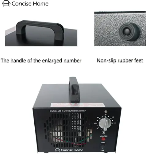 Concise Home Commercial Ozone Generator Industrial O3 Air Purifier Black Deodorizer Sterilizer (7000mg)