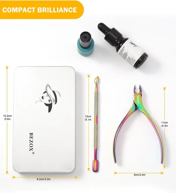 BEZOX Cuticle Clippers with Cuticle Pusher Set - Precise Cuticle Nipper and Under Nail Cleaner Kit