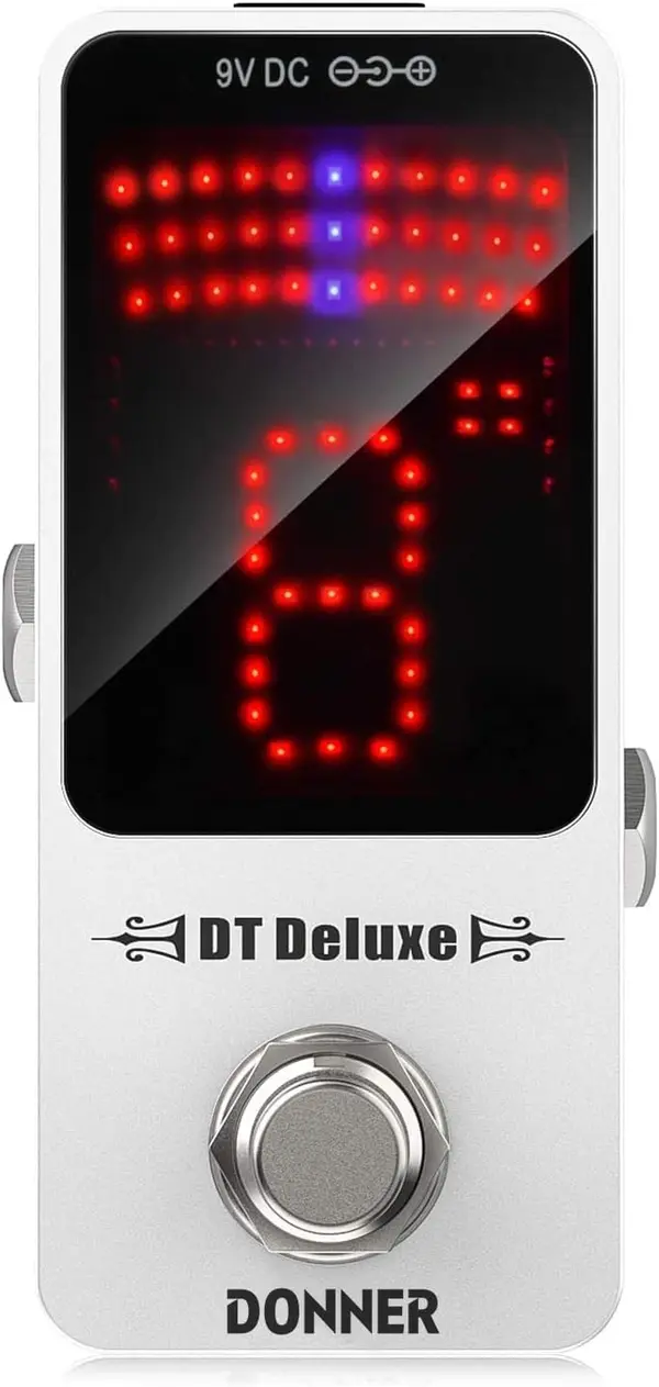 Donner Tuner Pedal DT Deluxe Chromatic Guitar Tuner Pedal for Electric Guitar and Bass ± 1 Cent USB or 9V Power Supply True Bypass