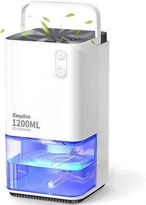 EasyAcc 1200ml Electric Dehumidifier with Ultra Quiet & Auto Shut off 7 Colorful LED for Wardrobe Bathroom Closet RV Bedroom Garage