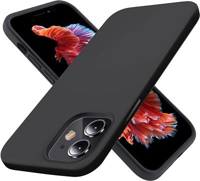 Elando Case Compatible with iPhone 12 Case and iPhone 12 Pro Case, Liquid Silicone Slim Shockproof Phone Case with Anti-Scratch Microfiber Lining, 6.1 inch, Black