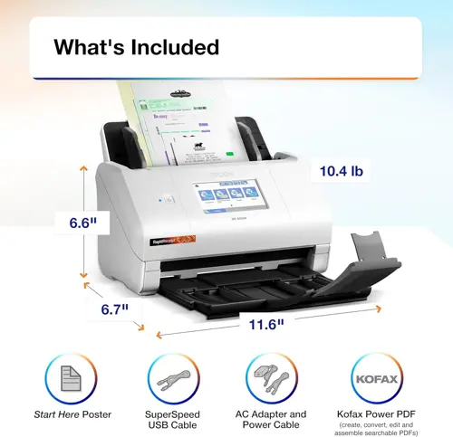 Epson RapidReceipt RR-600W Wireless Desktop Color 2-Sided Receipt & Document Scanner with ScanSmart AI PRO