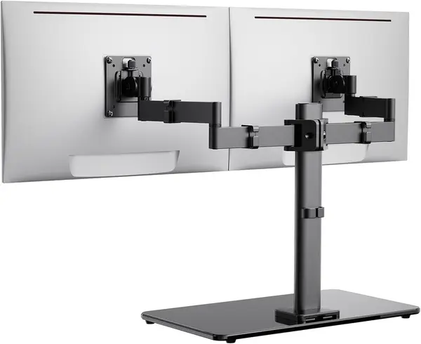 ErGear Freestanding Dual Monitor LED LCD Stand for 17 to 32 Inch Screens Mount for 2 Screens Tempered Glass Base