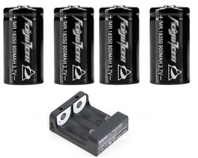 Feiyu Tech 18350 Cell Rechargeable 3.7V Lithium Ion Battery 900mah with Charger