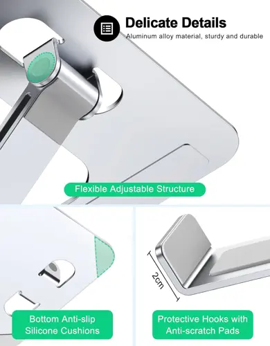 Aluminum Foldable Laptop Stand Height Adjustable Ergonomic Computer Stand for Desk Portable Riser Holder Mount