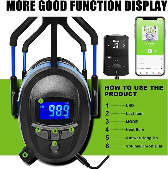 Gardtech Hearing Protection with Bluetooth, FM Radio Earmuffs, NRR 29dB Hearing Protection Headphones