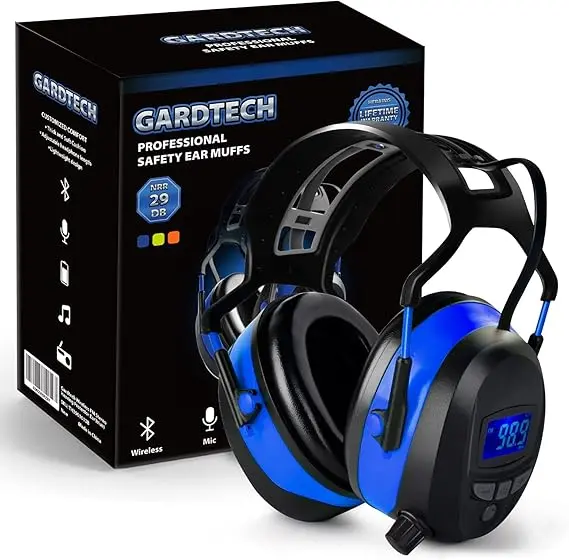 Gardtech Hearing Protection with Bluetooth, FM Radio Earmuffs, NRR 29dB Hearing Protection Headphones