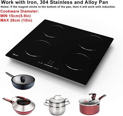 Gionien Electric Induction Hob 4 Burners Glass Stove Cooktop
