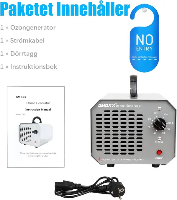 GMGXX Ozone Generator 1000 mg/h ozone air purifier ozone device up to 300 ㎡ 120 minute timer O3 ozonizer for car garage apartment hotel kitchen and pet clean odor/dirt