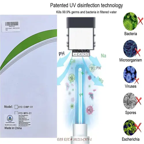 GOSOIT UV Water Filter Pitcher Purifier Water Purification Jug Dispenser Removes Chlorine Various Germs 1500ML